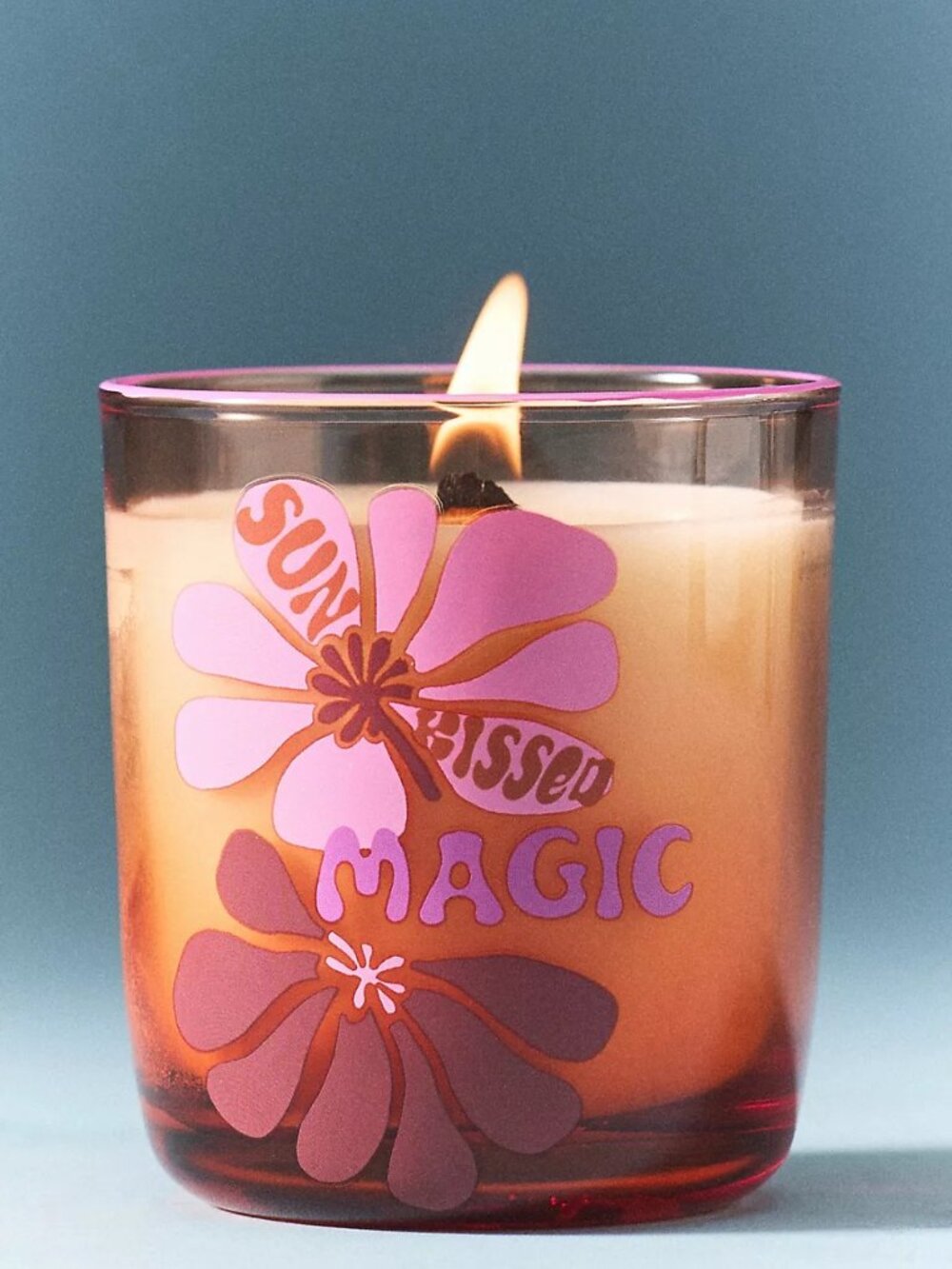 Anthropologie Floral Hibiscus Tide Glass Candle 14 oz
